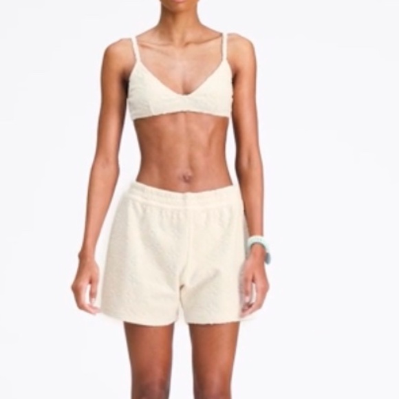 NWT Tory Burch Terry Jacquard Logo Shorts XS Ivory – $330 - Picture 1 of 8